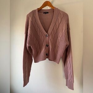 Love Tree Dusty Mauve Cable Knit Cropped Cardigan